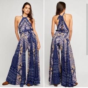 Free People Summer Soire Midnight Garden Combo. Navy blue Jumpsuit